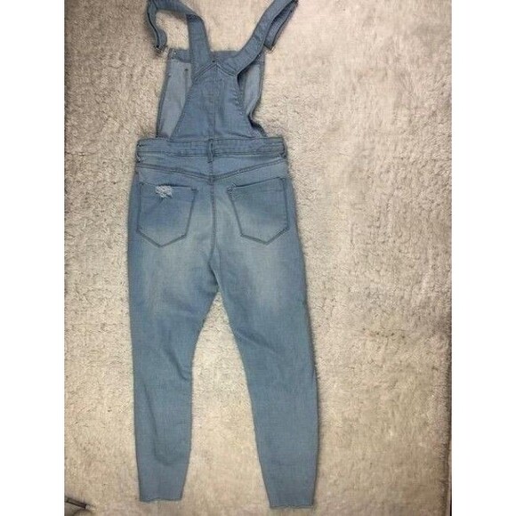 Forever 21 Size 27 Womens Overalls Denim Jean Light Wash Skinny Distress Stretch - Picture 4 of 4